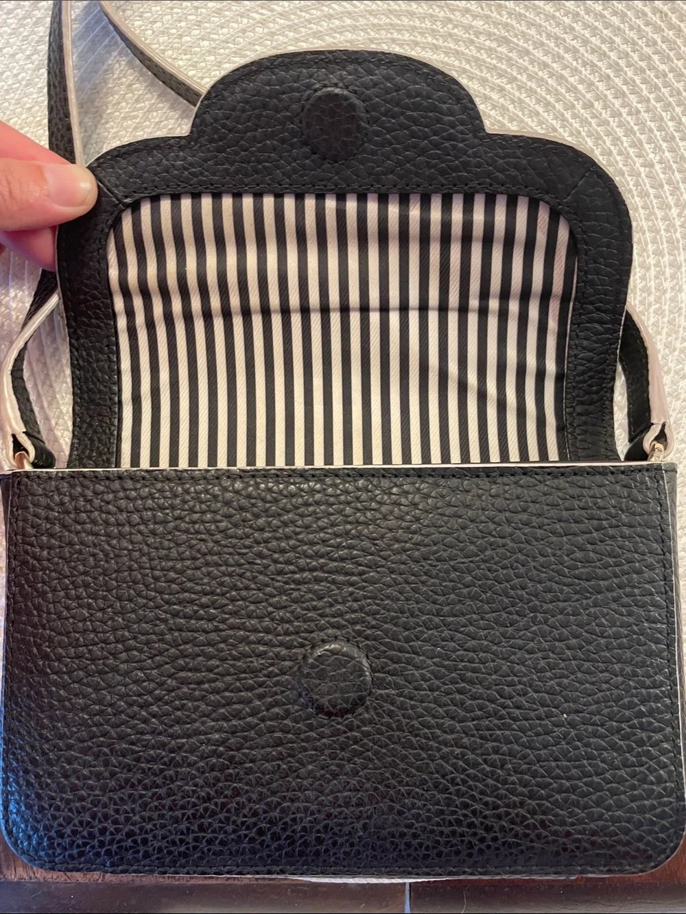 kate spade Black Pebbled Leather Scallop-Edge Crossbody